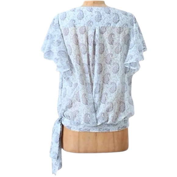 $138 Anthropologie Vintage Silk Blend Wrap Blouse 8P Medium Petite Paisley Top - Picture 5 of 11